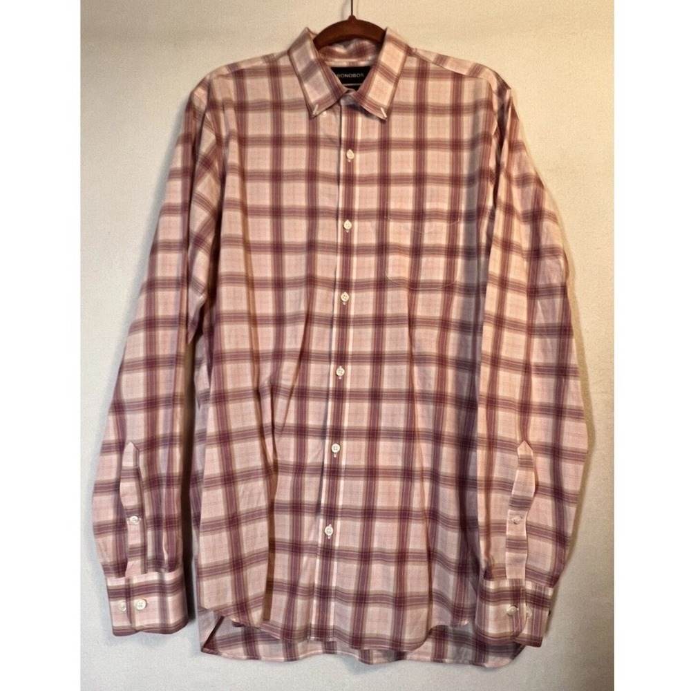 Bonobos Mens Tailored Fit Plaid Button Down Shirt Long Sleeve Large Long